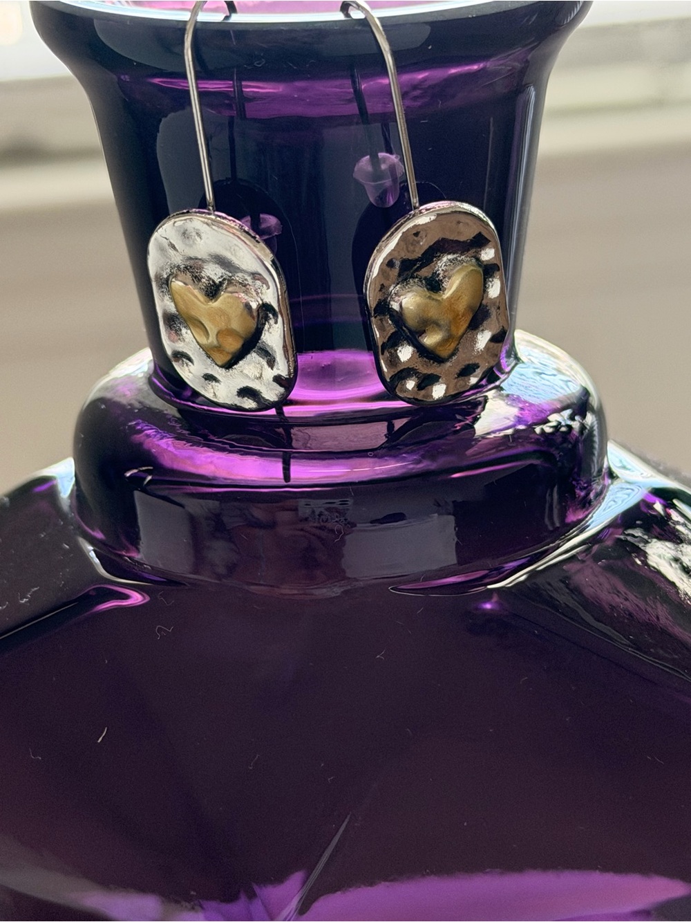 Two-Tone Heart Drop Earrings - Silver and Gold